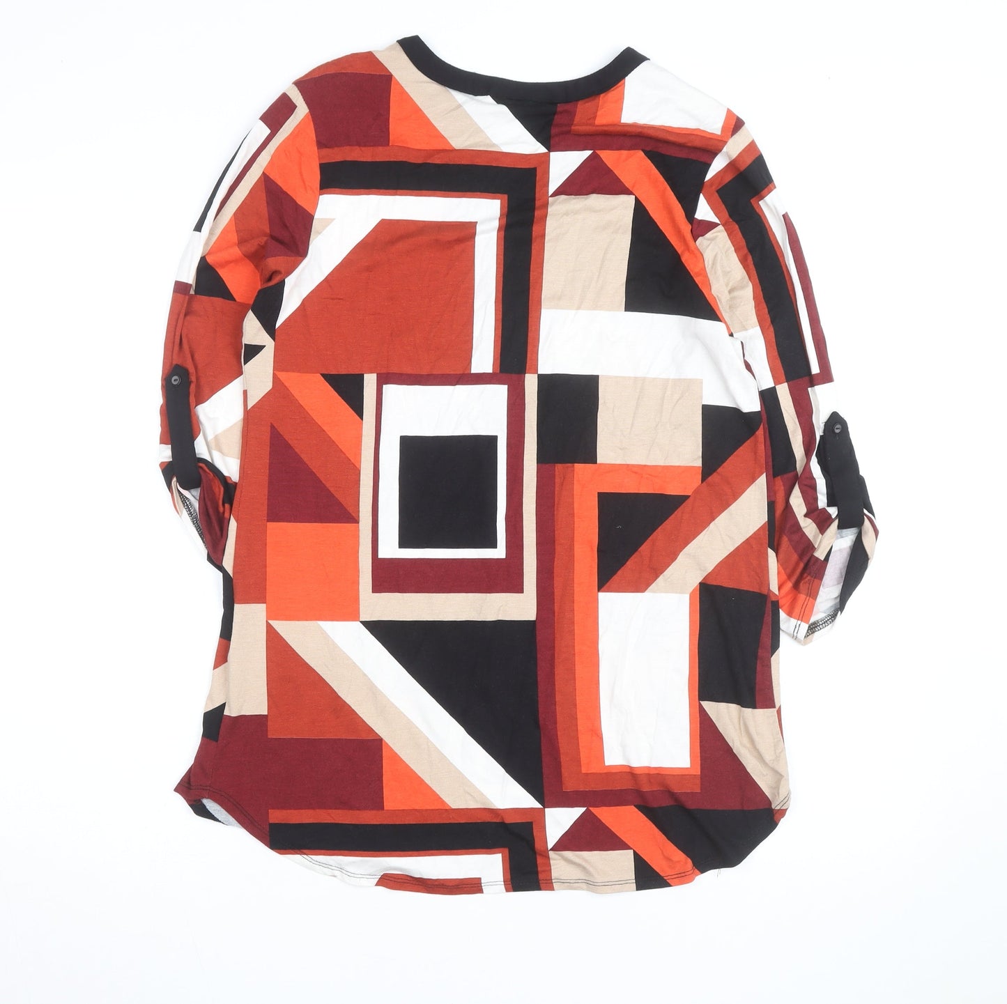 Wallis Women’s Multicoloured Geometric Tunic Blouse M 3/4 Sleeve V-Neck