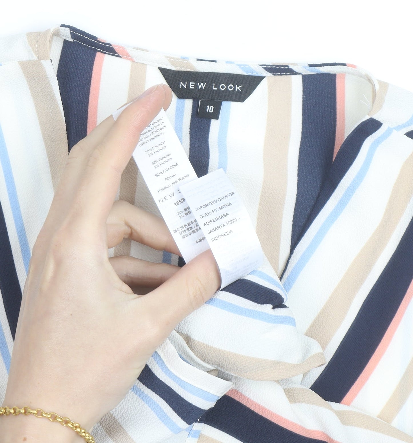New Look Women’s Multicoloured Striped Wrap Blouse Size 10