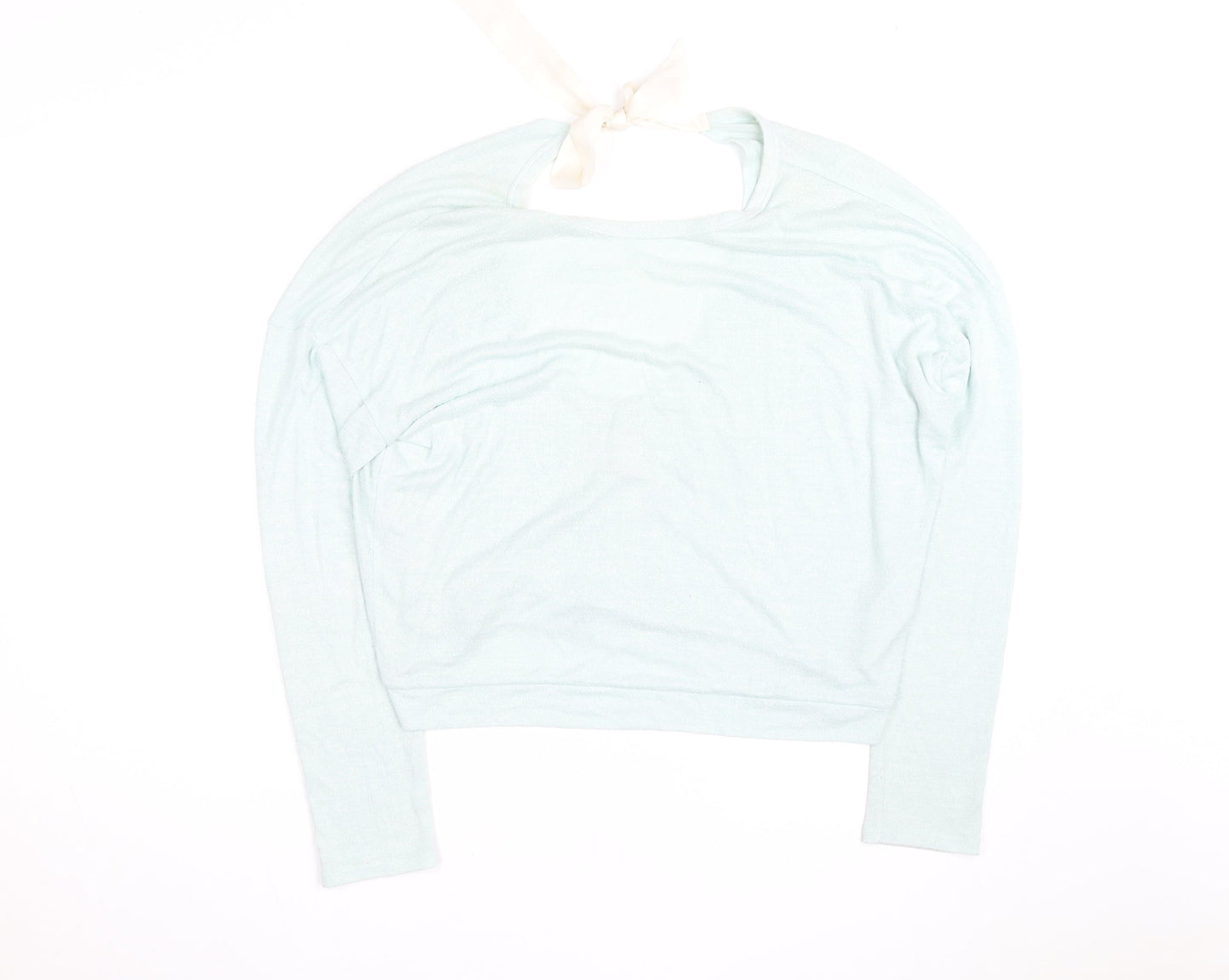 Gilly Hicks Women Light Blue Open Back Bow Tie Lightweight Jumper S