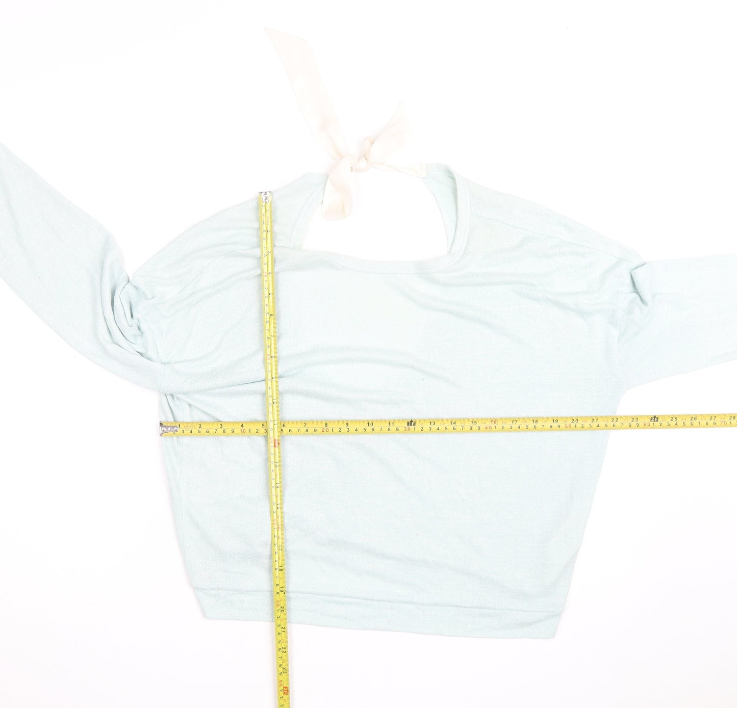 Gilly Hicks Women Light Blue Open Back Bow Tie Lightweight Jumper S