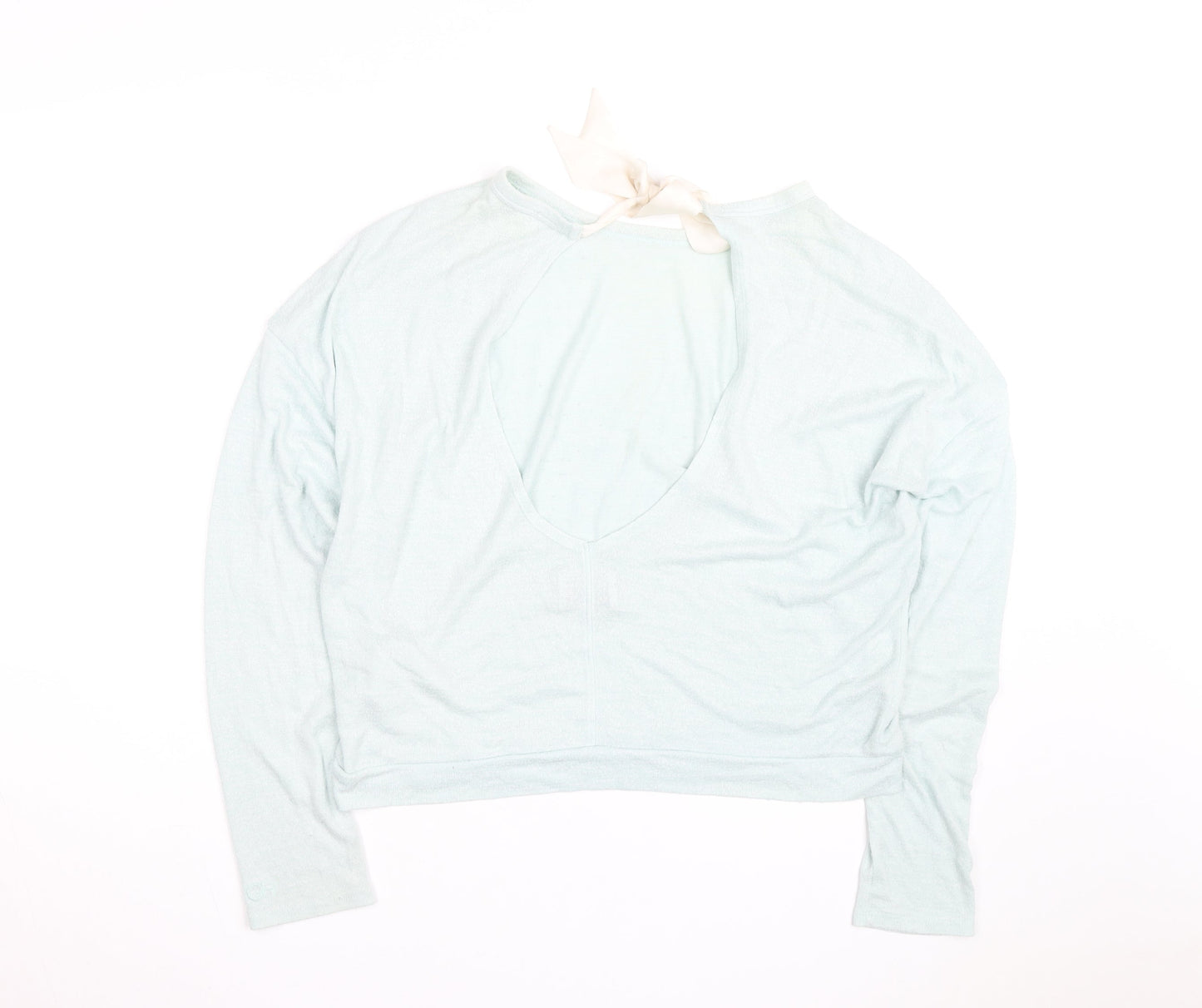 Gilly Hicks Women Light Blue Open Back Bow Tie Lightweight Jumper S