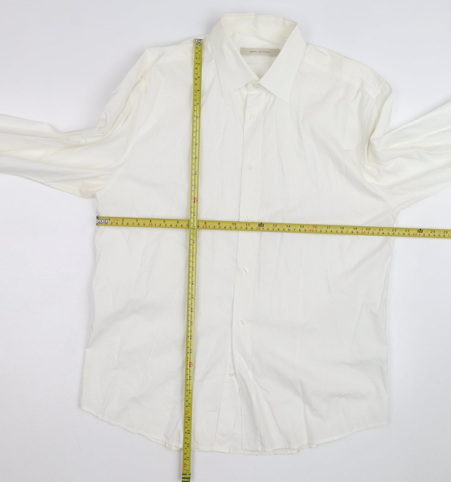 Rocha John Rocha Men's White Regular Fit Long Sleeve Button-Up Shirt L