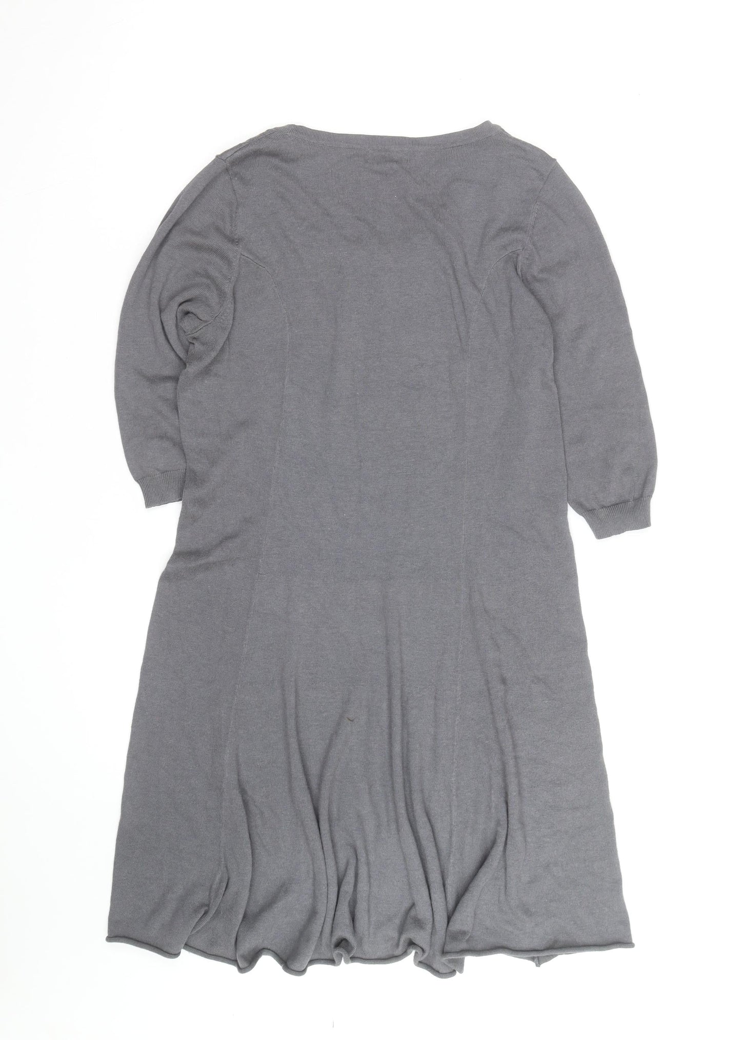 Lazy Lu Women's Grey Swing Knit Dress Size M Scoop Neck Casual