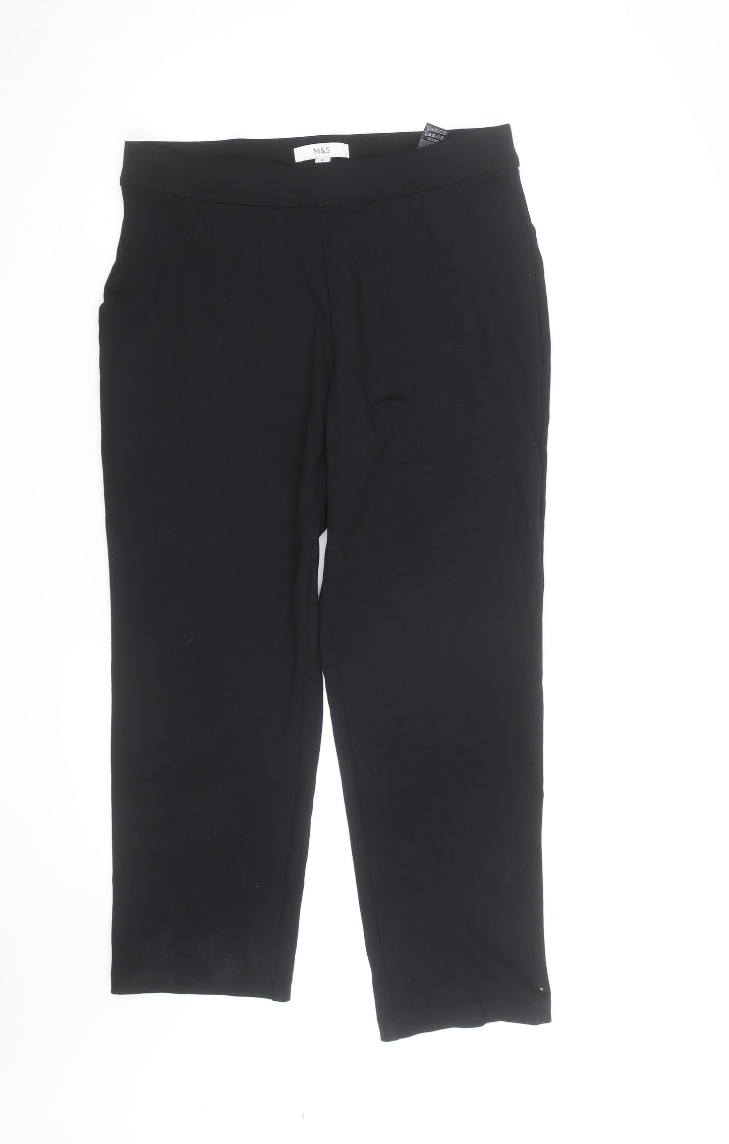 Marks and Spencer Women's Black Slim Cropped Trousers Size 14 Short