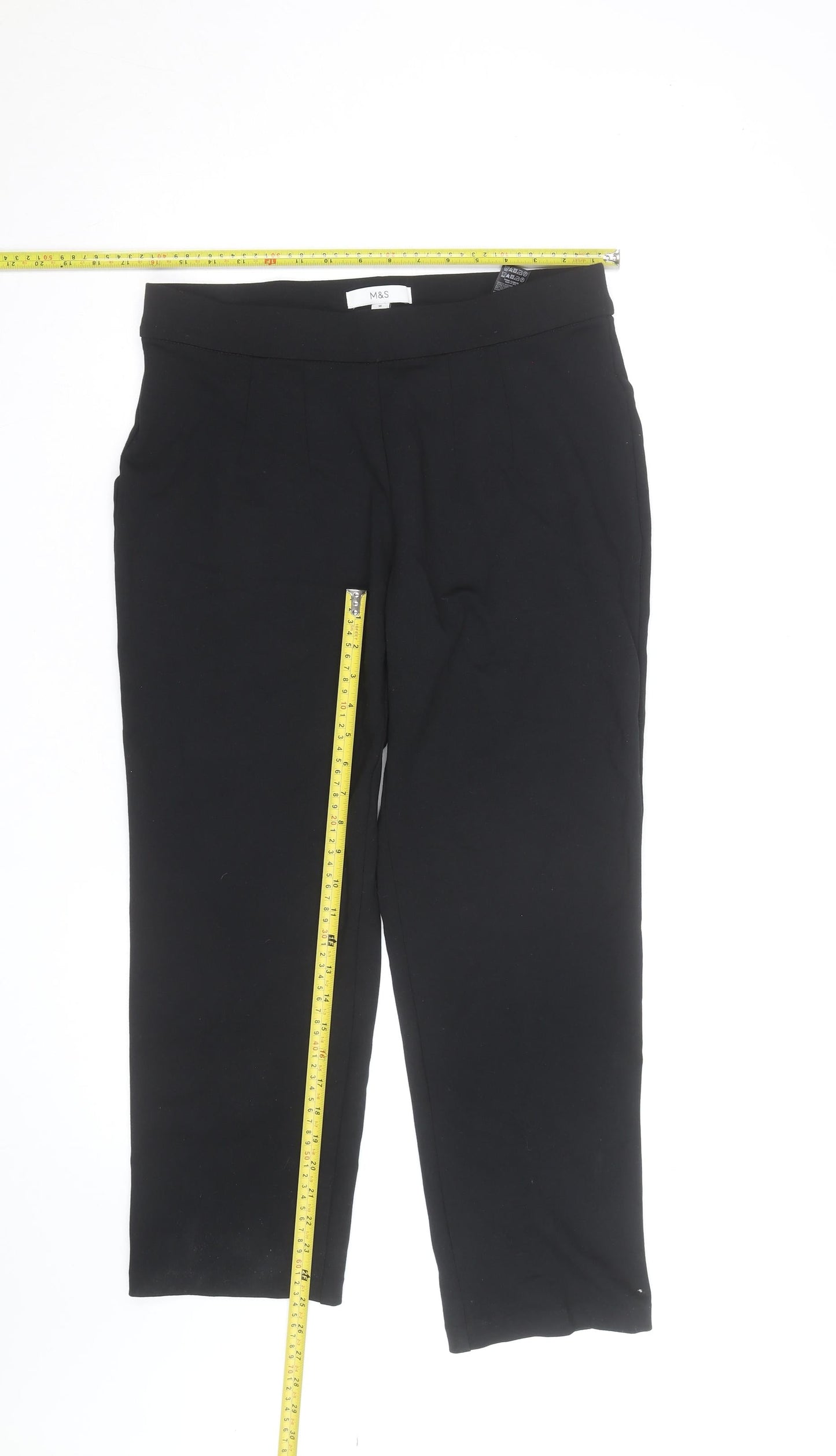 Marks and Spencer Women's Black Slim Cropped Trousers Size 14 Short