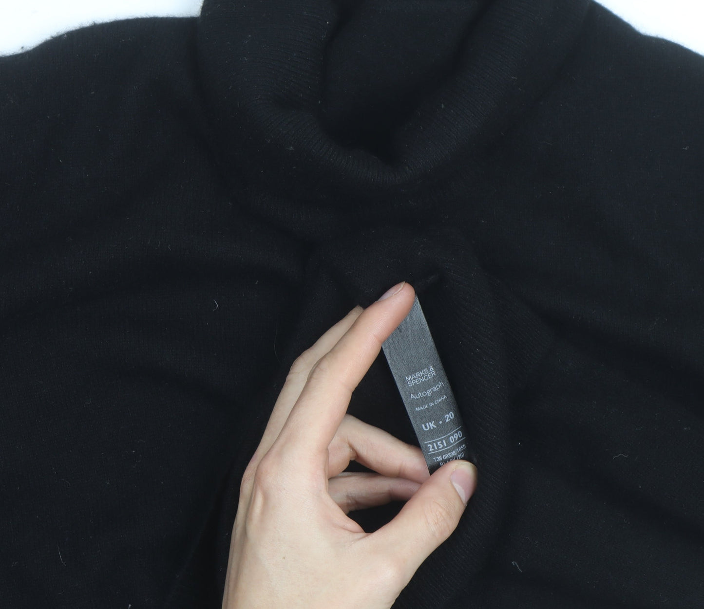Marks and Spencer Women’s Black Roll Neck Cashmere Jumper Size 20