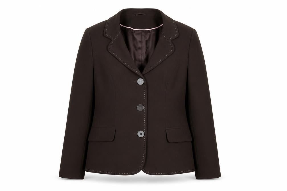 Front view of Alex & Co Women Brown, size 10, Classic Lined Single-Breasted Blazer