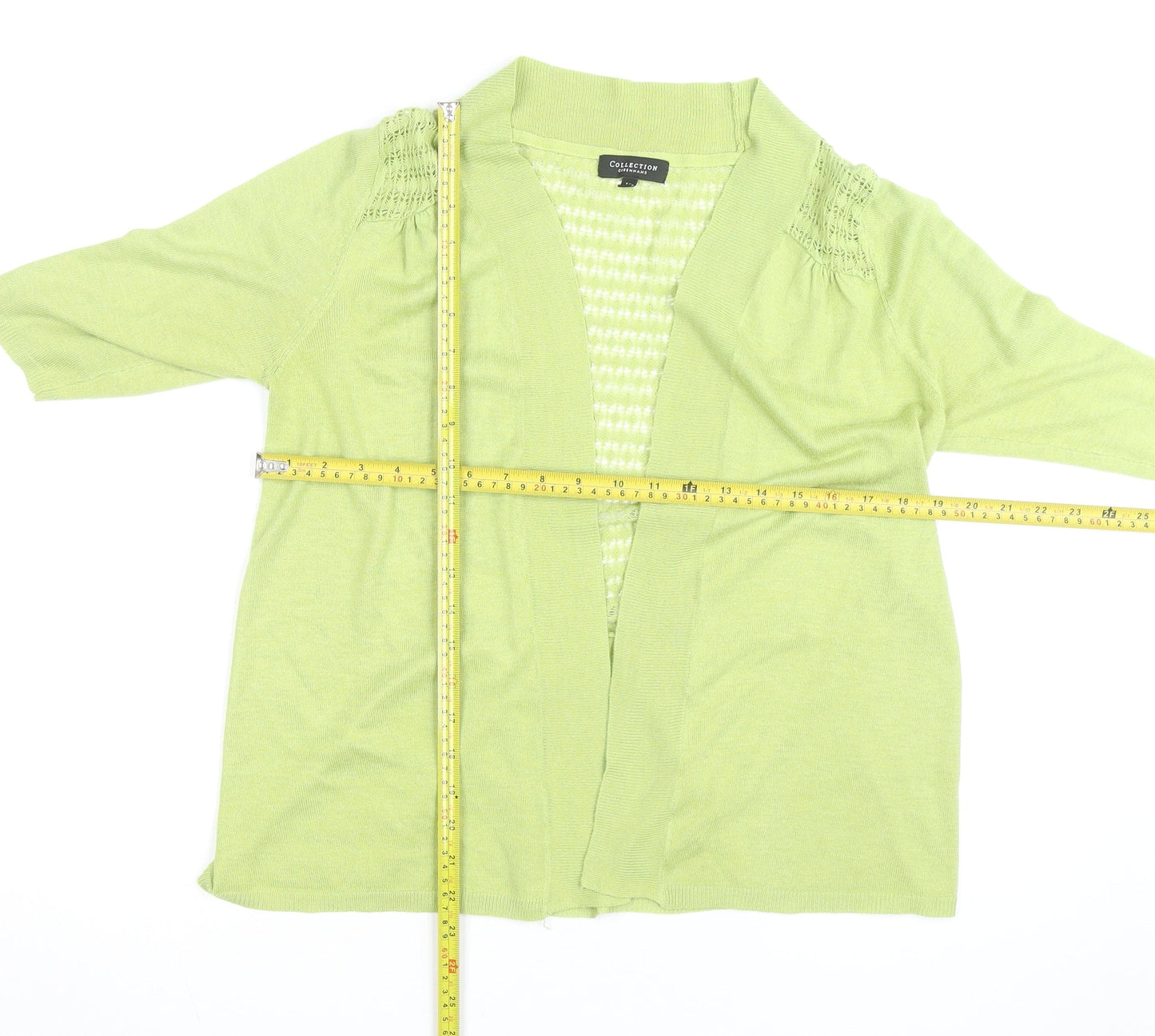 Debenhams Women Green Size 16 Open Knit Cardigan Lightweight