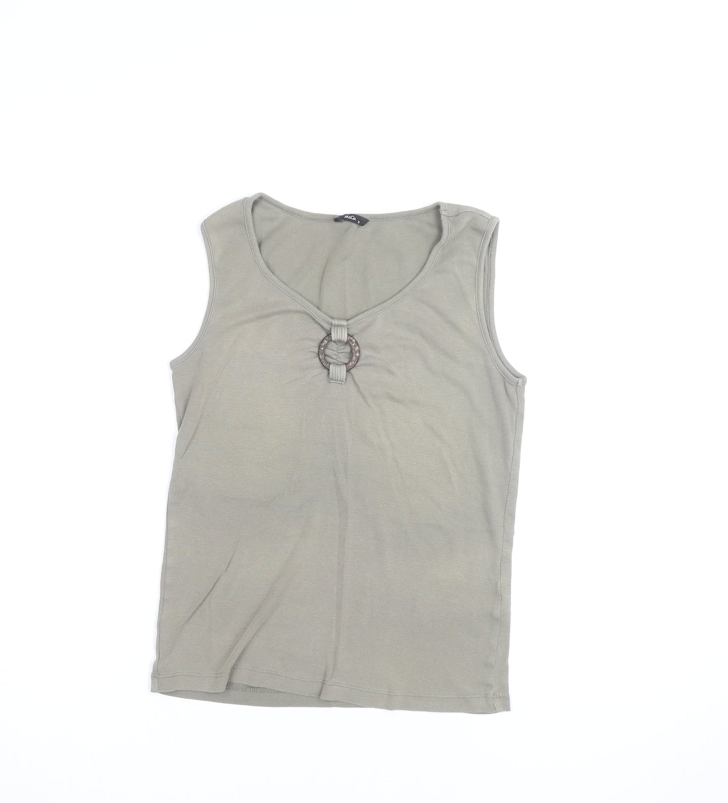 M&Co Womens Beige Cotton Sleeveless Tank Top Size S