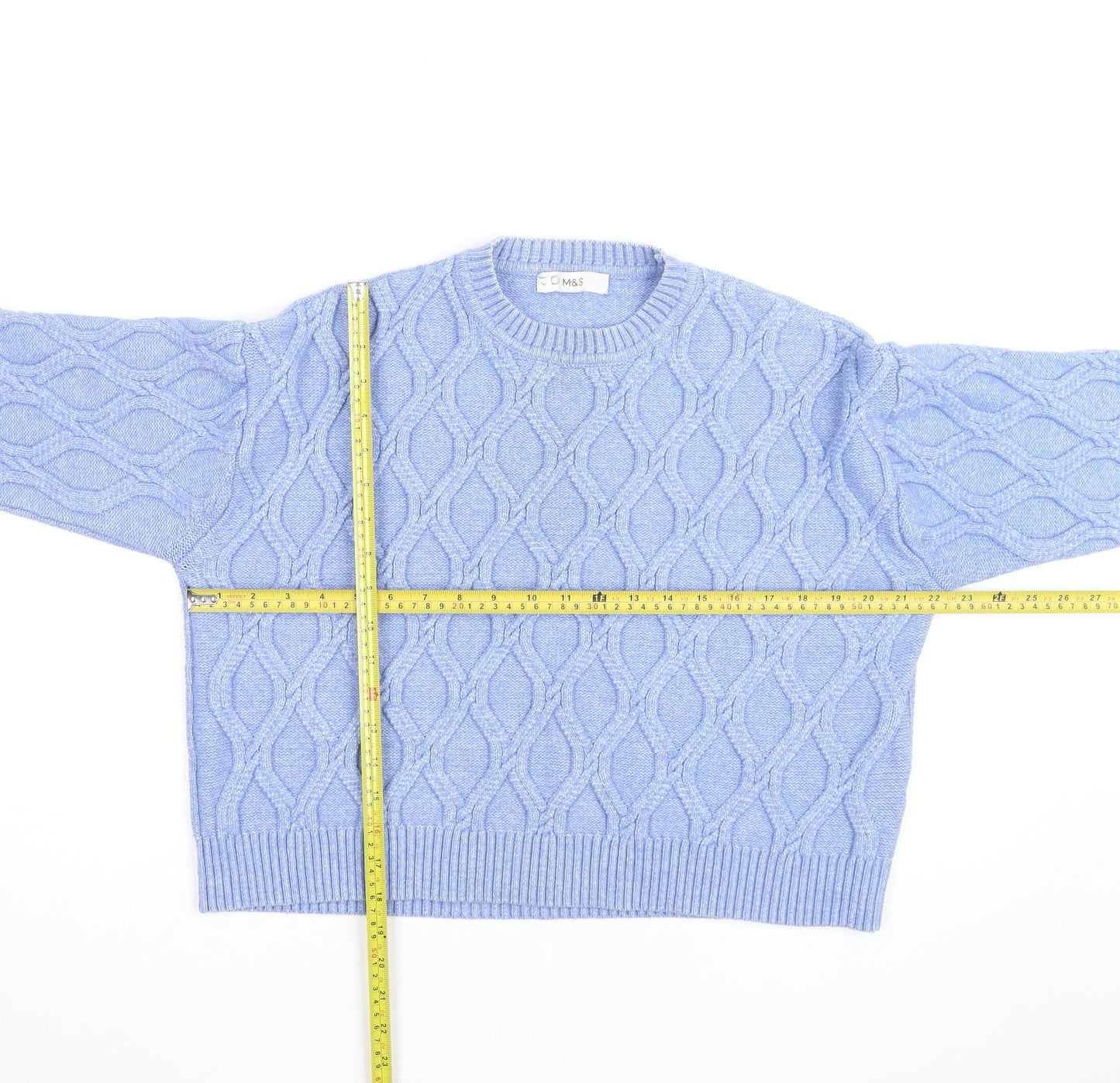 Marks and Spencer Womens Blue Cable-Knit Jumper Size L