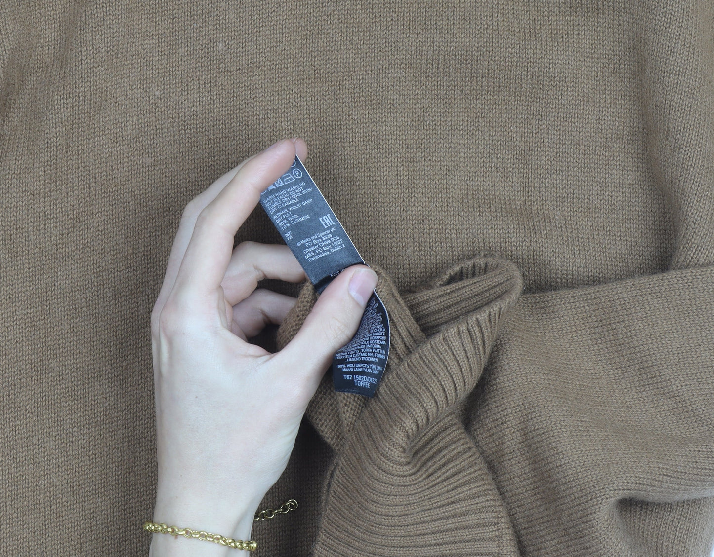 Jaeger Men’s Brown Roll Neck Wool Cashmere Jumper 2XL