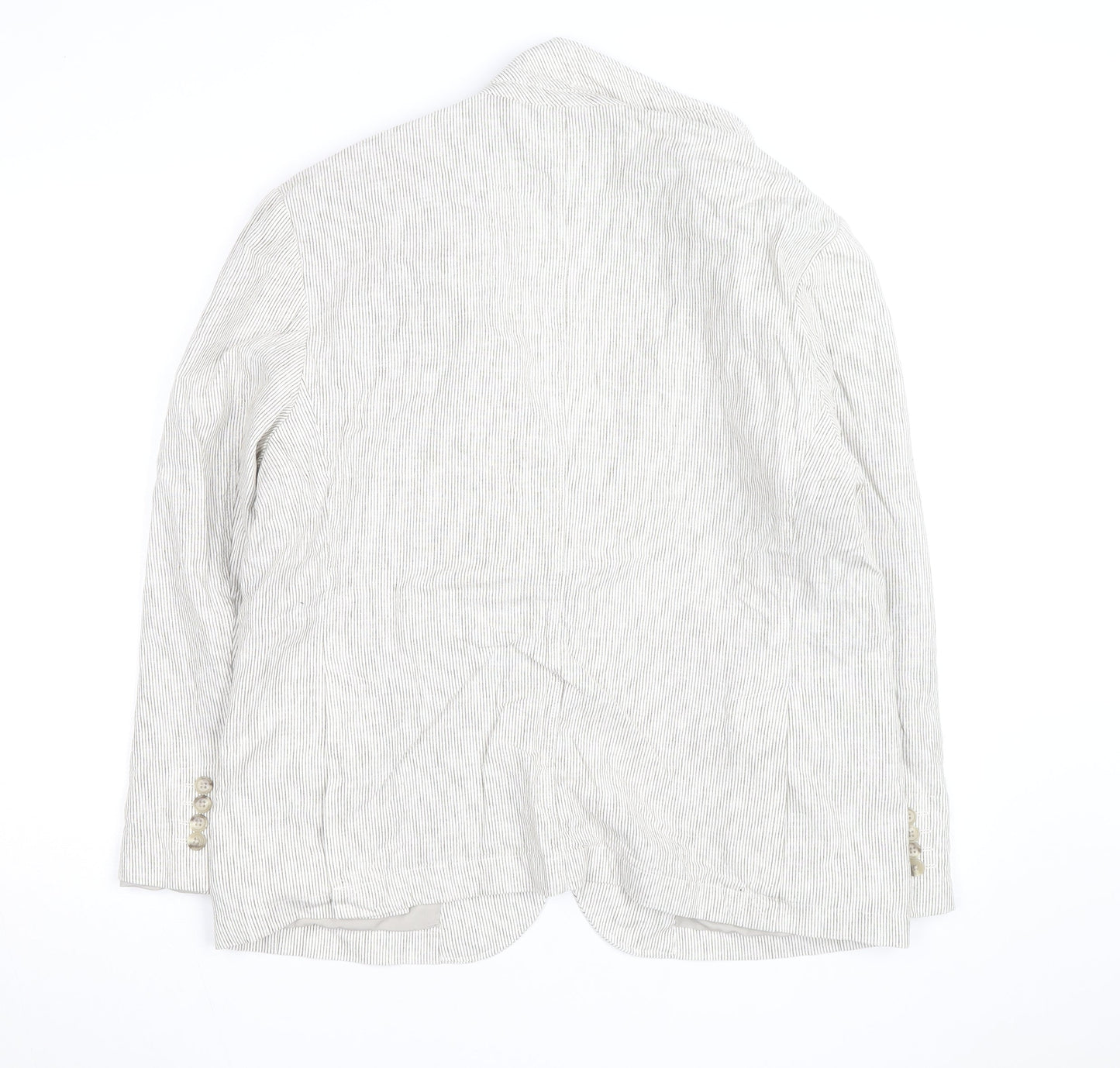 Marks and Spencer Men's Beige Striped Linen Cotton Blazer M