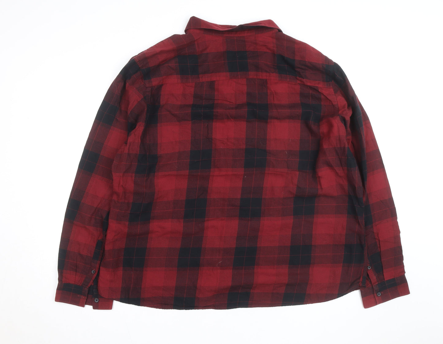 Red Herring Men's Red Black Plaid Flannel Button-Up Shirt 2XL