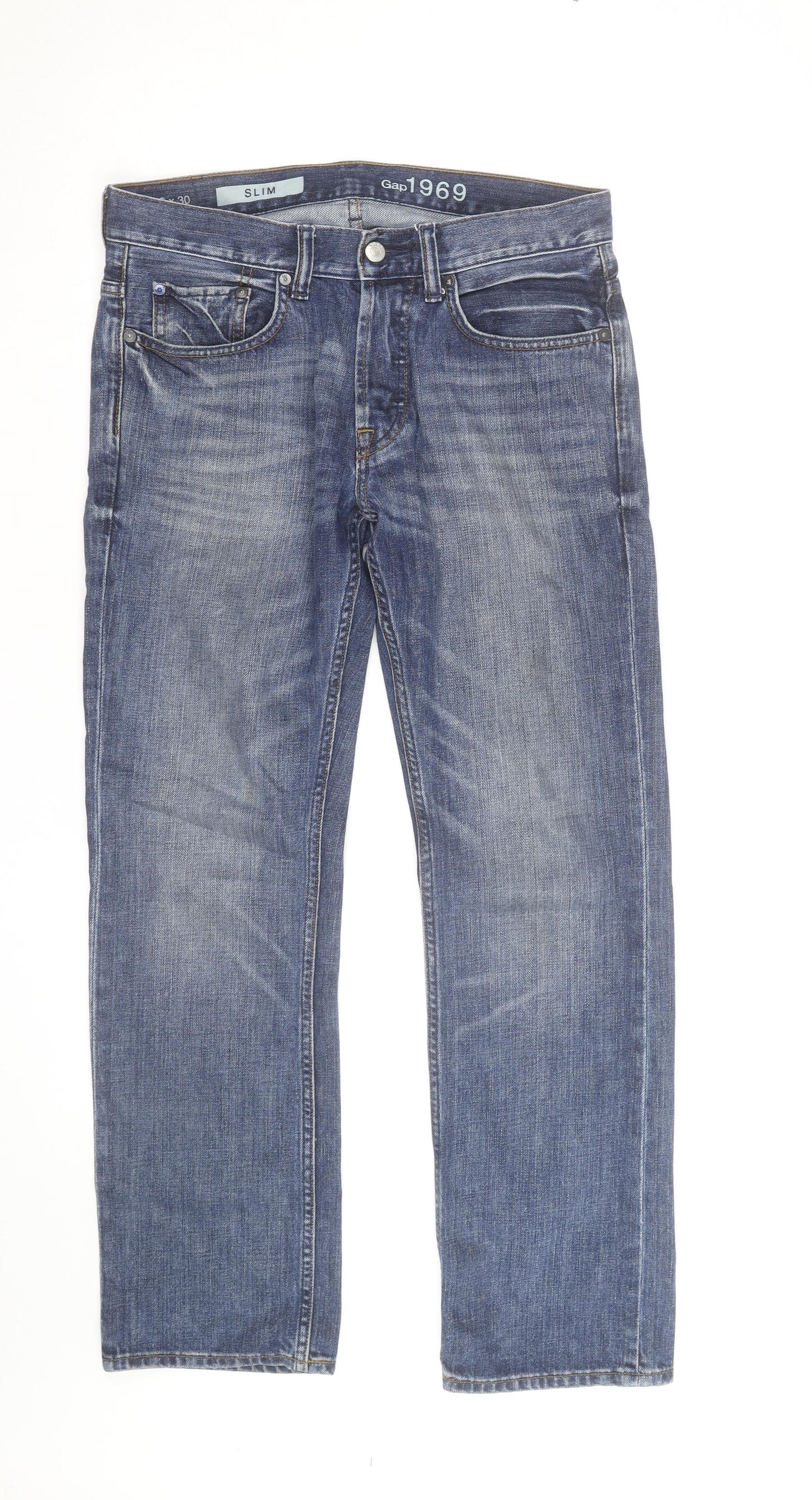 Gap 1969 Men's Blue Slim Fit Straight Denim Jeans 30x30