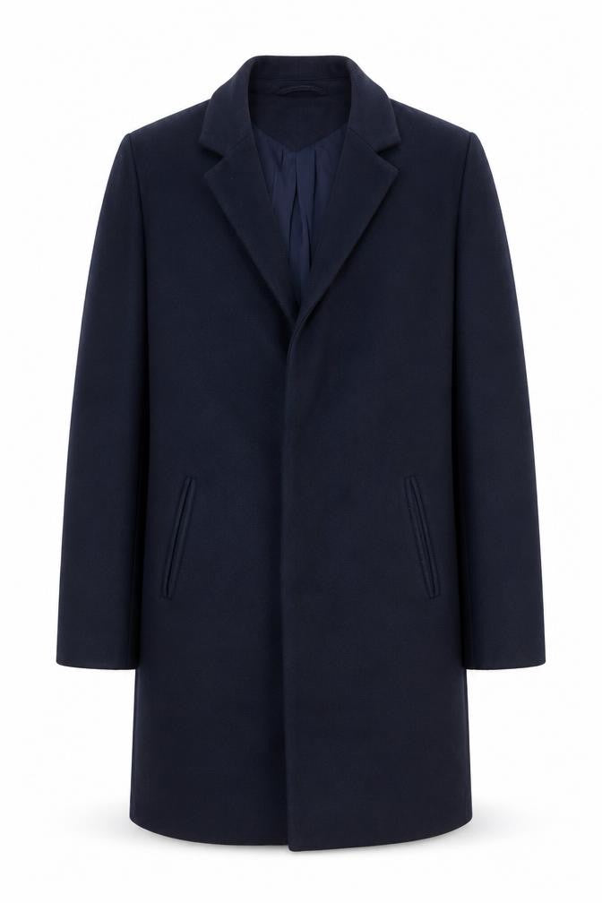 VILA Mens Blue Mid-Length Wool Blend Overcoat M