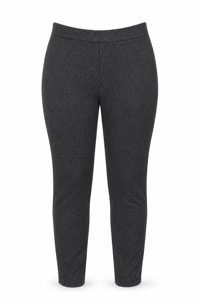 Marks & Spencer Women's Grey Check Slim Fit Stretch Trousers Size 10