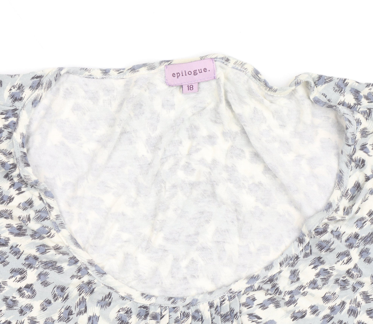 Epilogue Womens Blue Animal Print 3/4 Sleeve Tunic Blouse Size 18