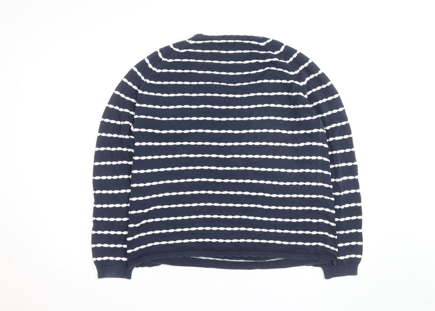 Soon Women's Blue White Striped Cotton Jumper Size 16