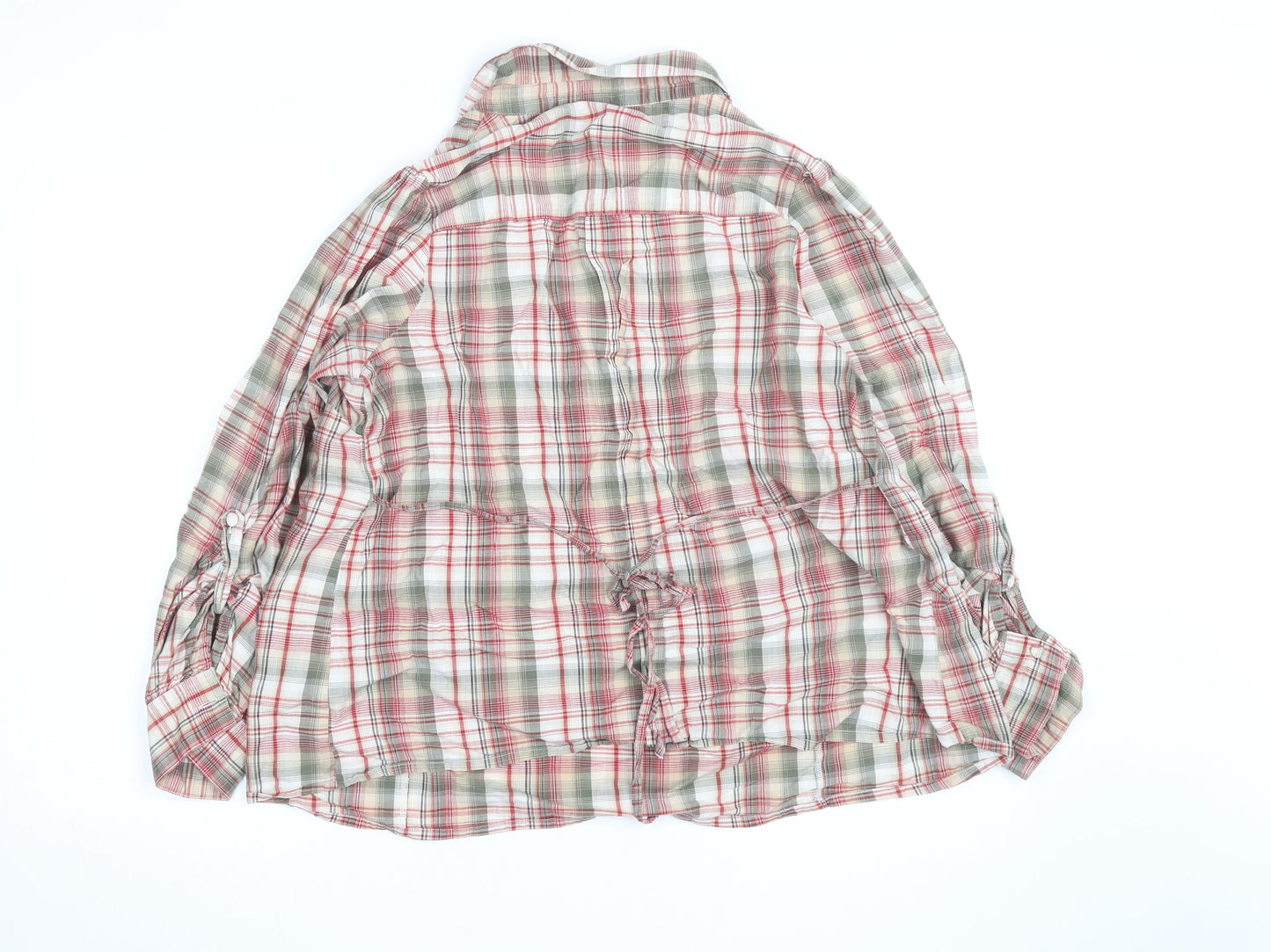 Evans Womens Plus Size 22 Multicoloured Checked Tunic Blouse V-Neck Cotton