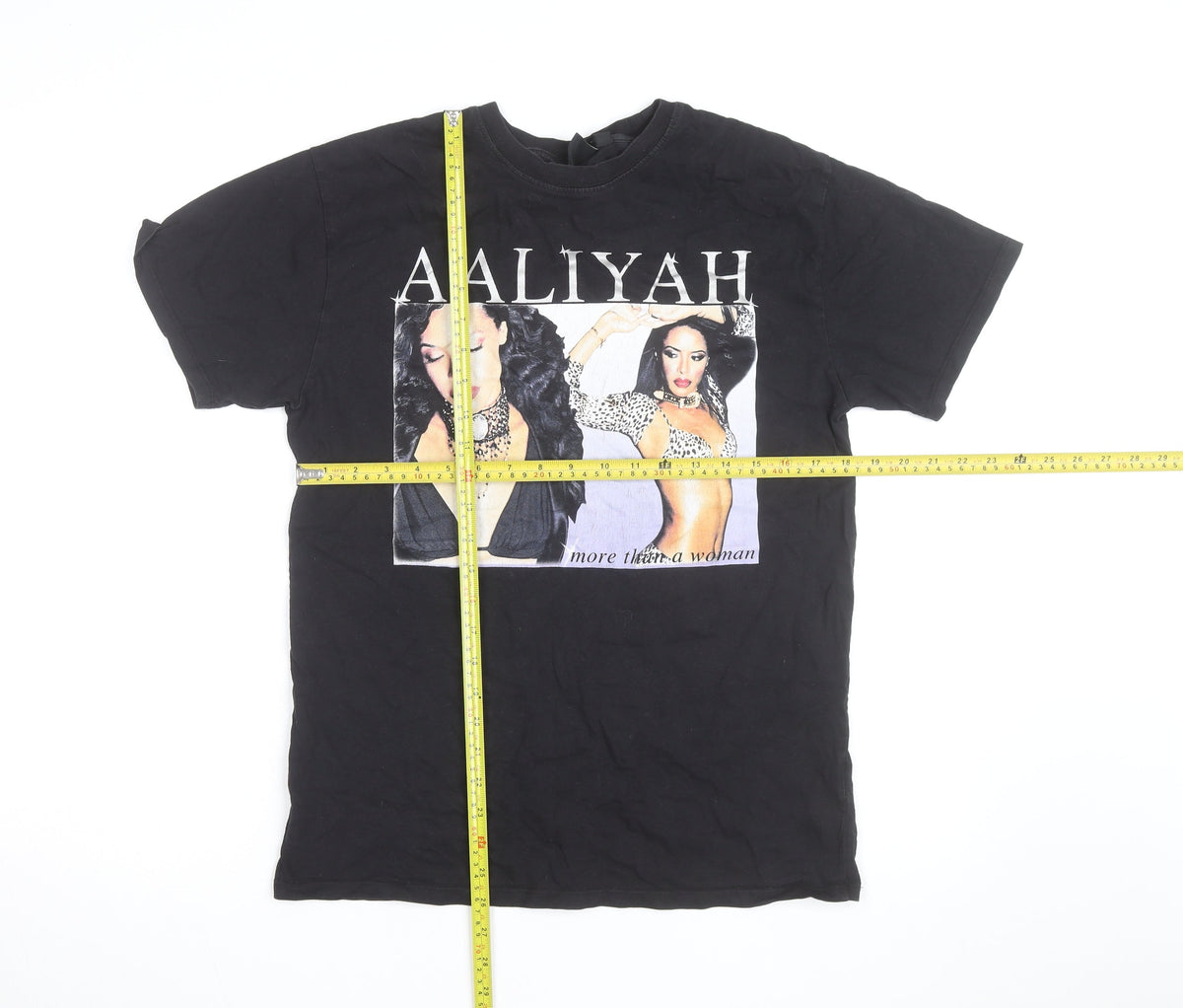 Back view of And Finally Women's Black Aaliyah Graphic T-Shirt, size 10