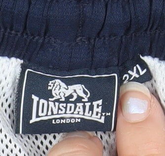 Lonsdale Men Blue 2XL Athletic Gym Training Shorts Polyester