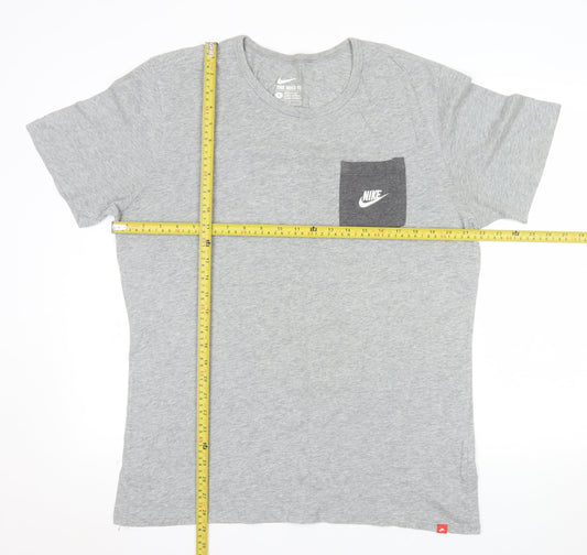 Nike Men's Grey Crew Neck Athletic Fit Cotton T-Shirt Size L