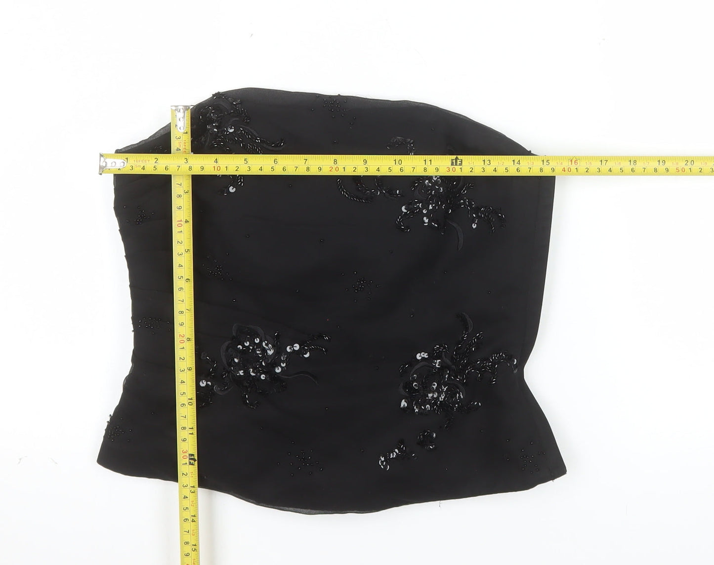 Monsoon Women’s Black Strapless Beaded Satin Blouse UK 10