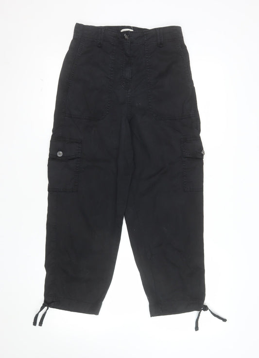 Marks and Spencer Womens Black Cargo Trousers Size 8 Regular Fit