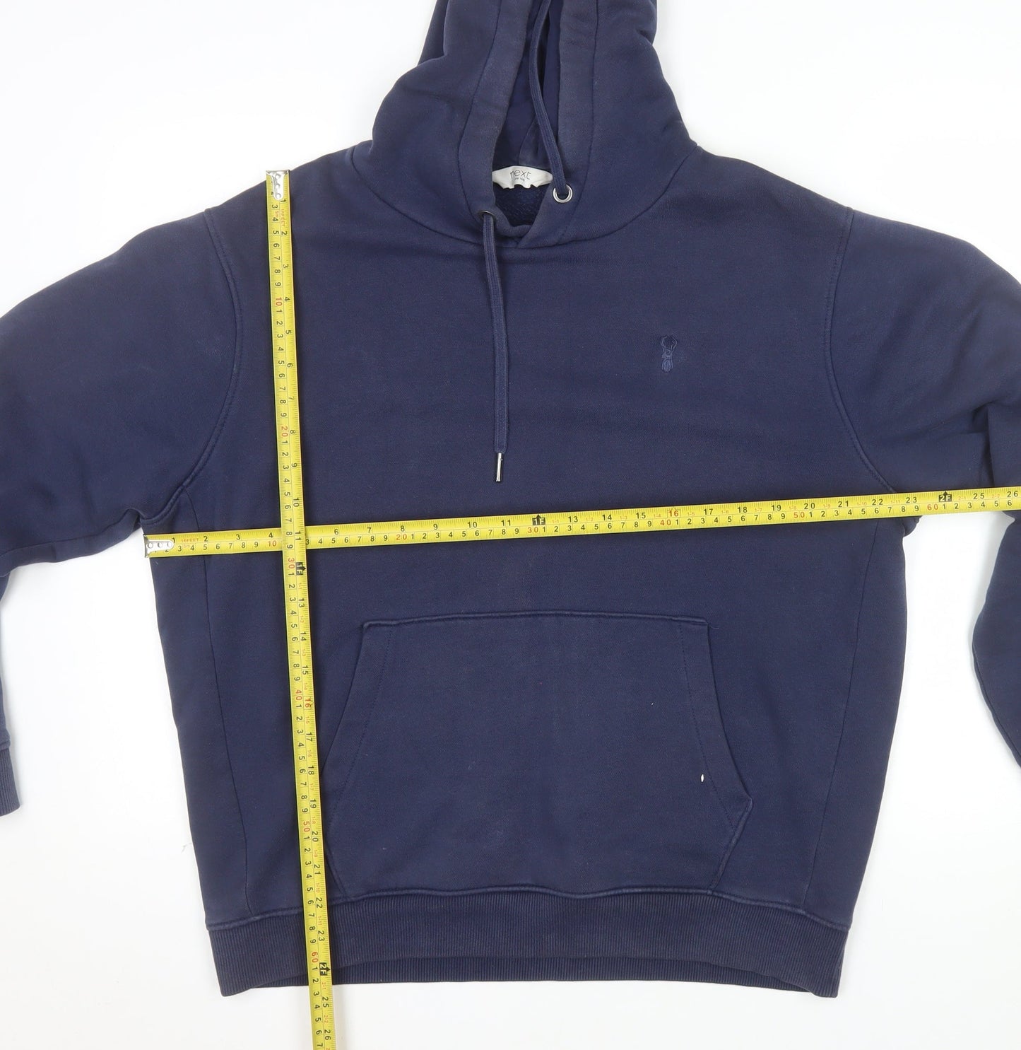 Next Men's Navy Blue Pullover Hoodie M Cotton Blend Casual