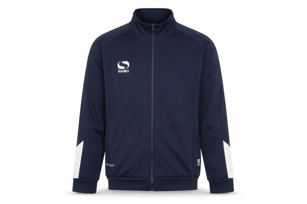 Front view of Sondico boys’ blue 13 years track jacket full zip lightweight activewear