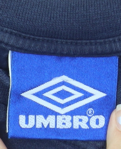 Umbro England Navy Blue Men's Medium 90s V-Neck Cotton T-Shirt