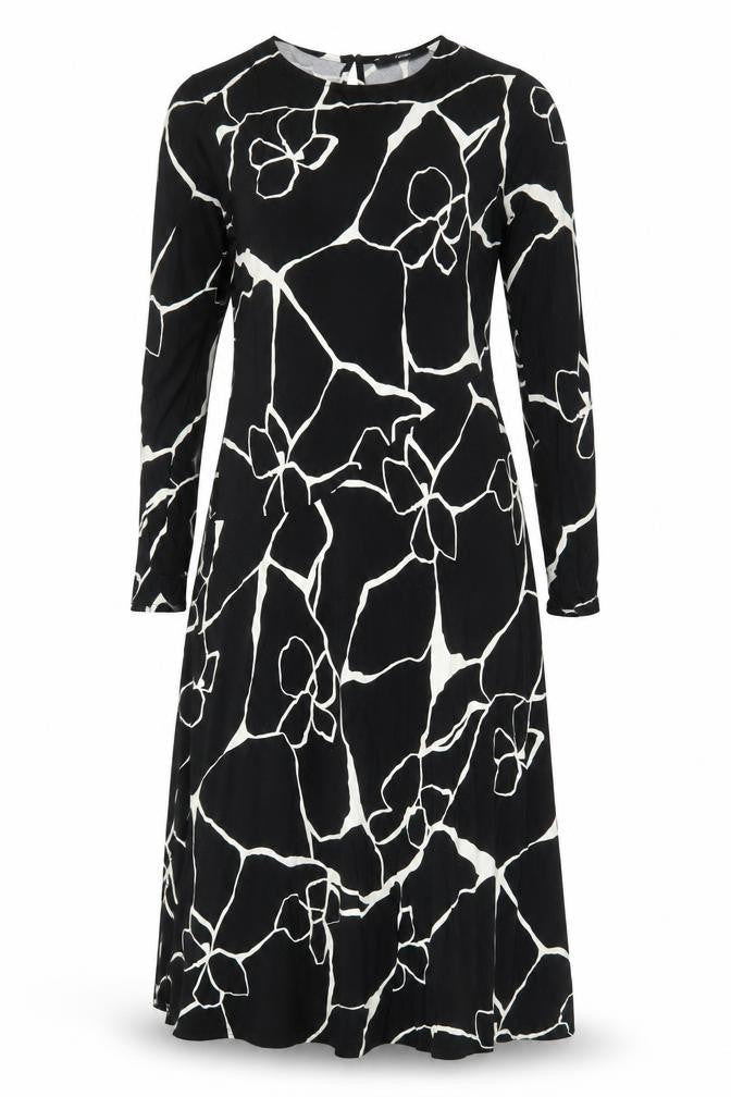 George Womens Black Floral A-Line Knee Length Dress Size 14