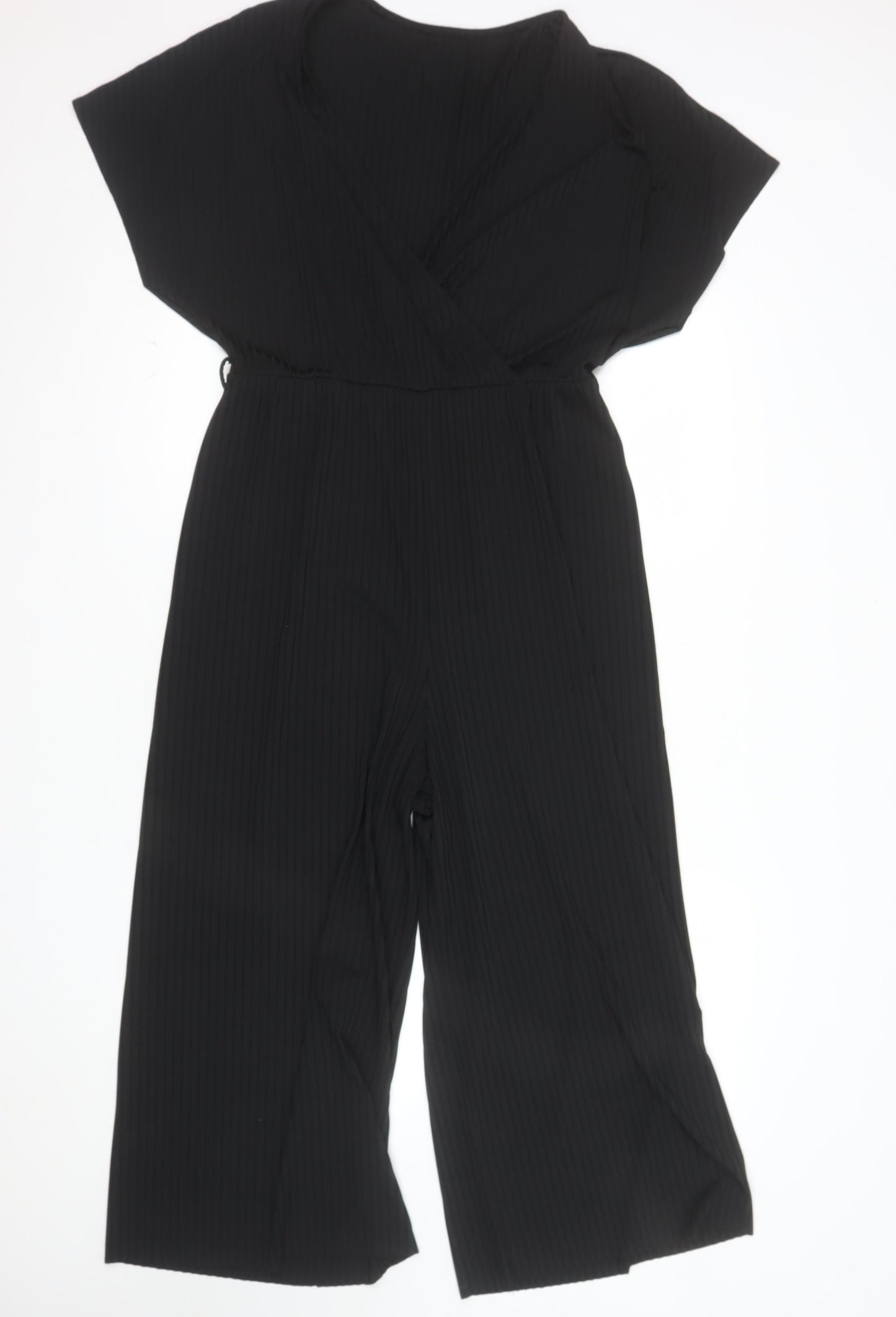 New Look Women's Black Size 14 V-Neck Wide-Leg Jumpsuit