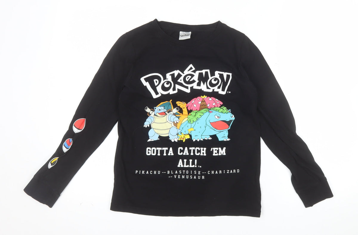 Front view of Pokémon boys’ black long sleeve graphic t-shirt 10-11 years
