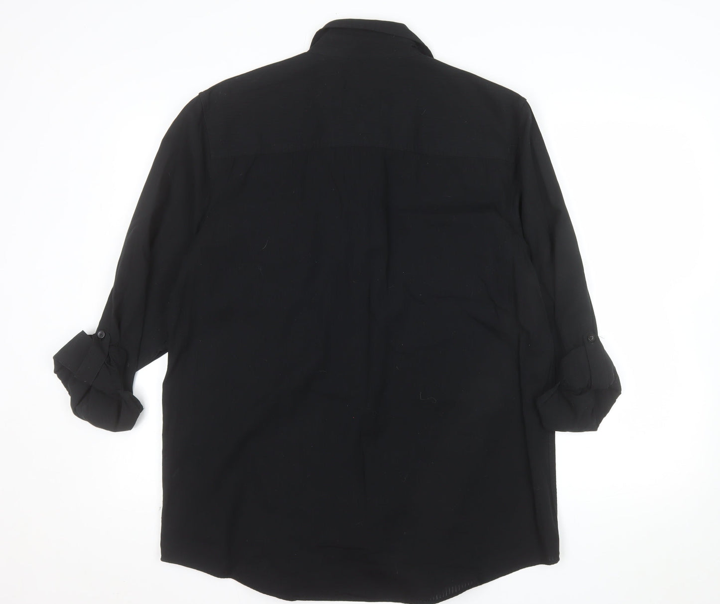 Cherokee Men's Black Cotton Button-Up Long Sleeve Shirt - Size M