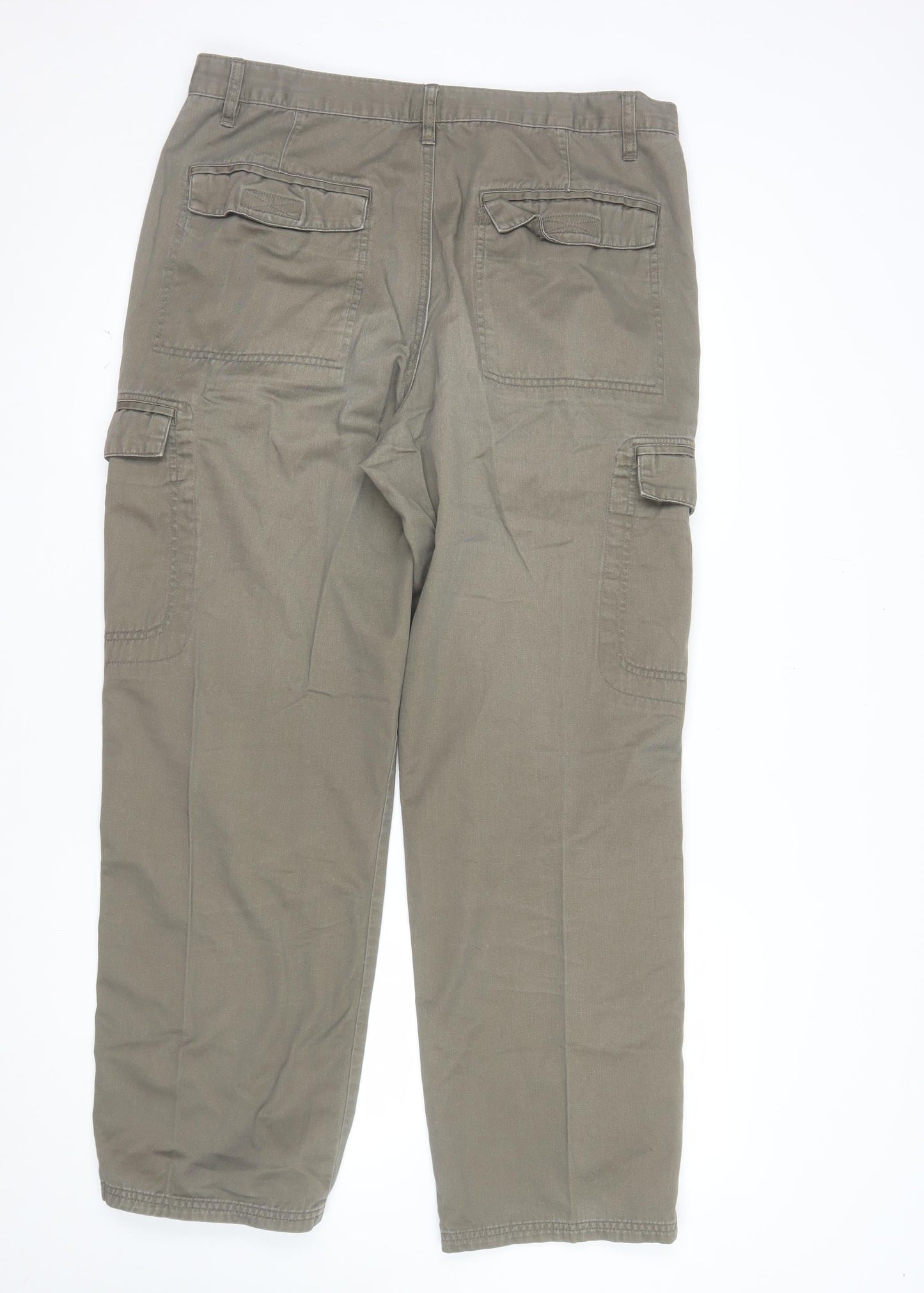 EASY Men’s Brown Cargo Trousers 36W 31L Cotton Casual Workwear