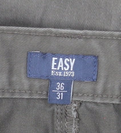 EASY Men’s Brown Cargo Trousers 36W 31L Cotton Casual Workwear