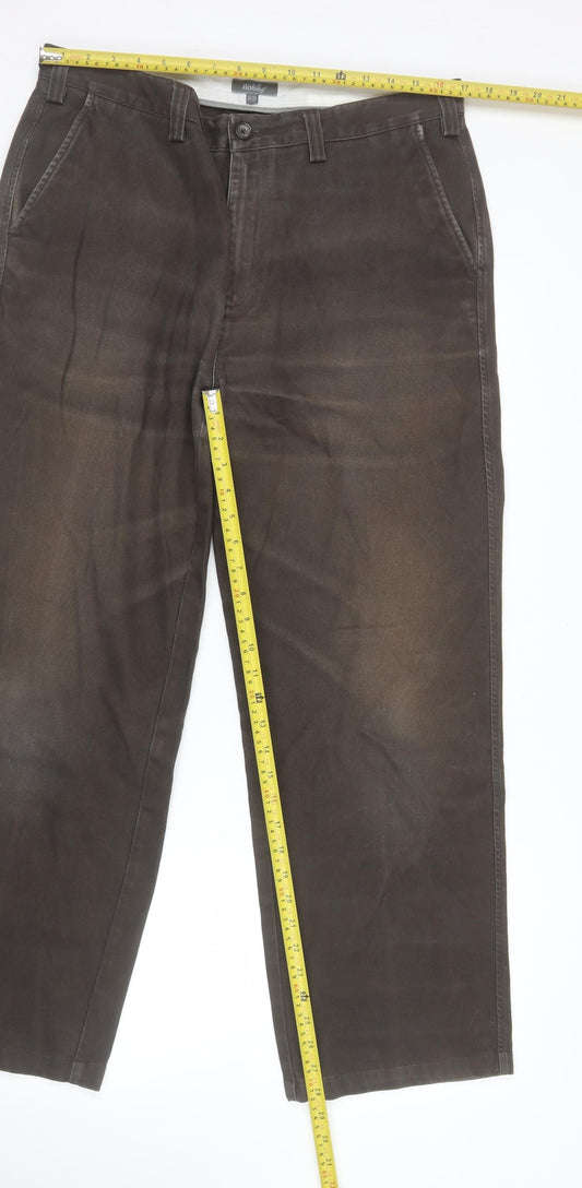 Wolsey Men's Brown Cotton Chino Trousers Size 36x32 Classic Fit