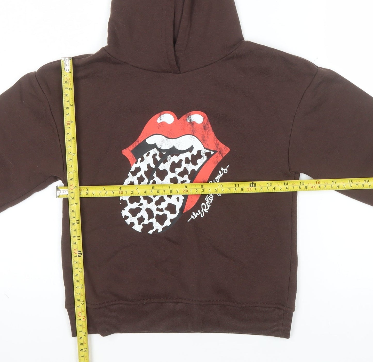 The Rolling Stones Girls Brown 7-8 Years Pullover Hoodie with Logo Print