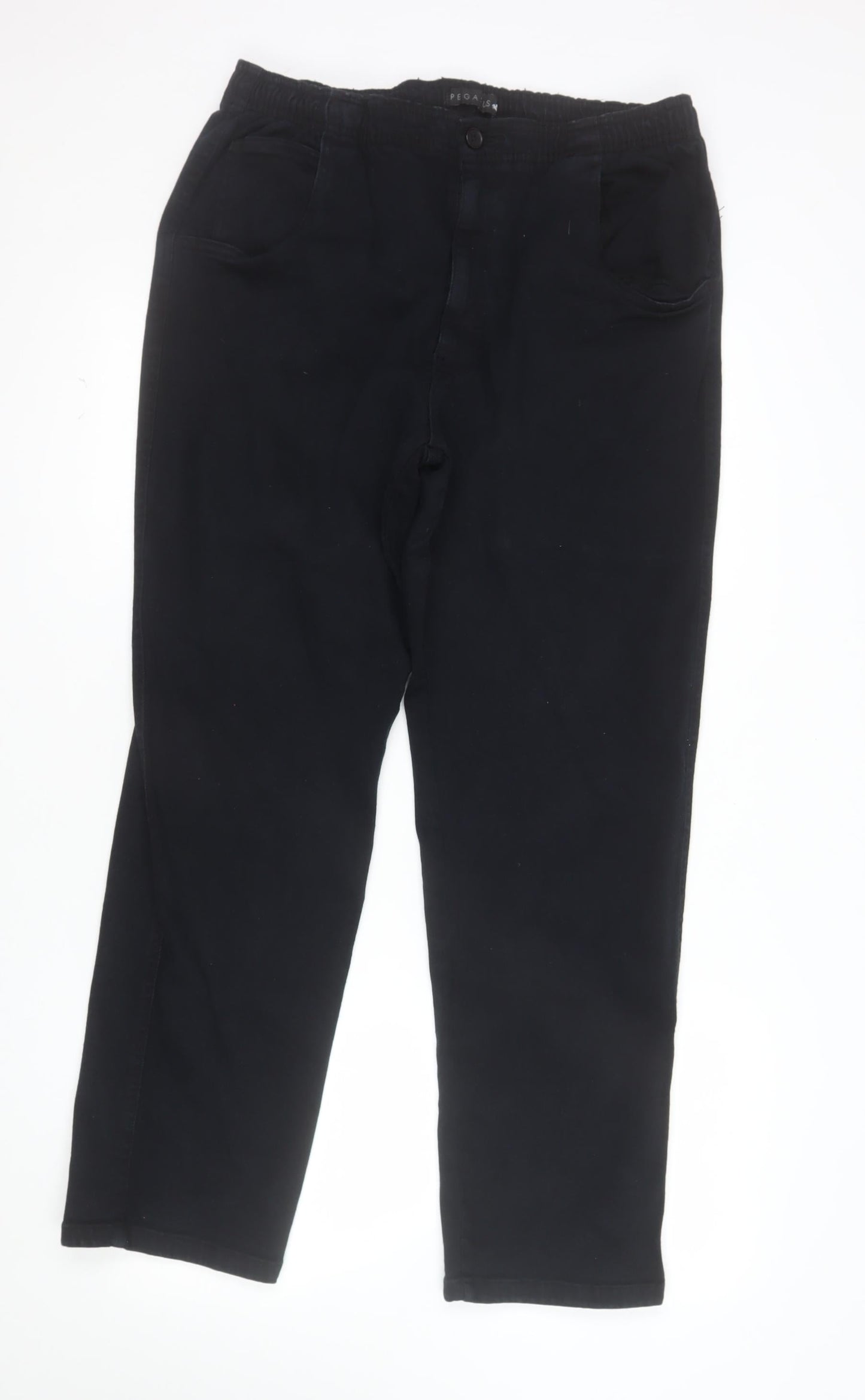 Pegasus Men’s Black Chino Trousers 34W 29L Cotton Stretch