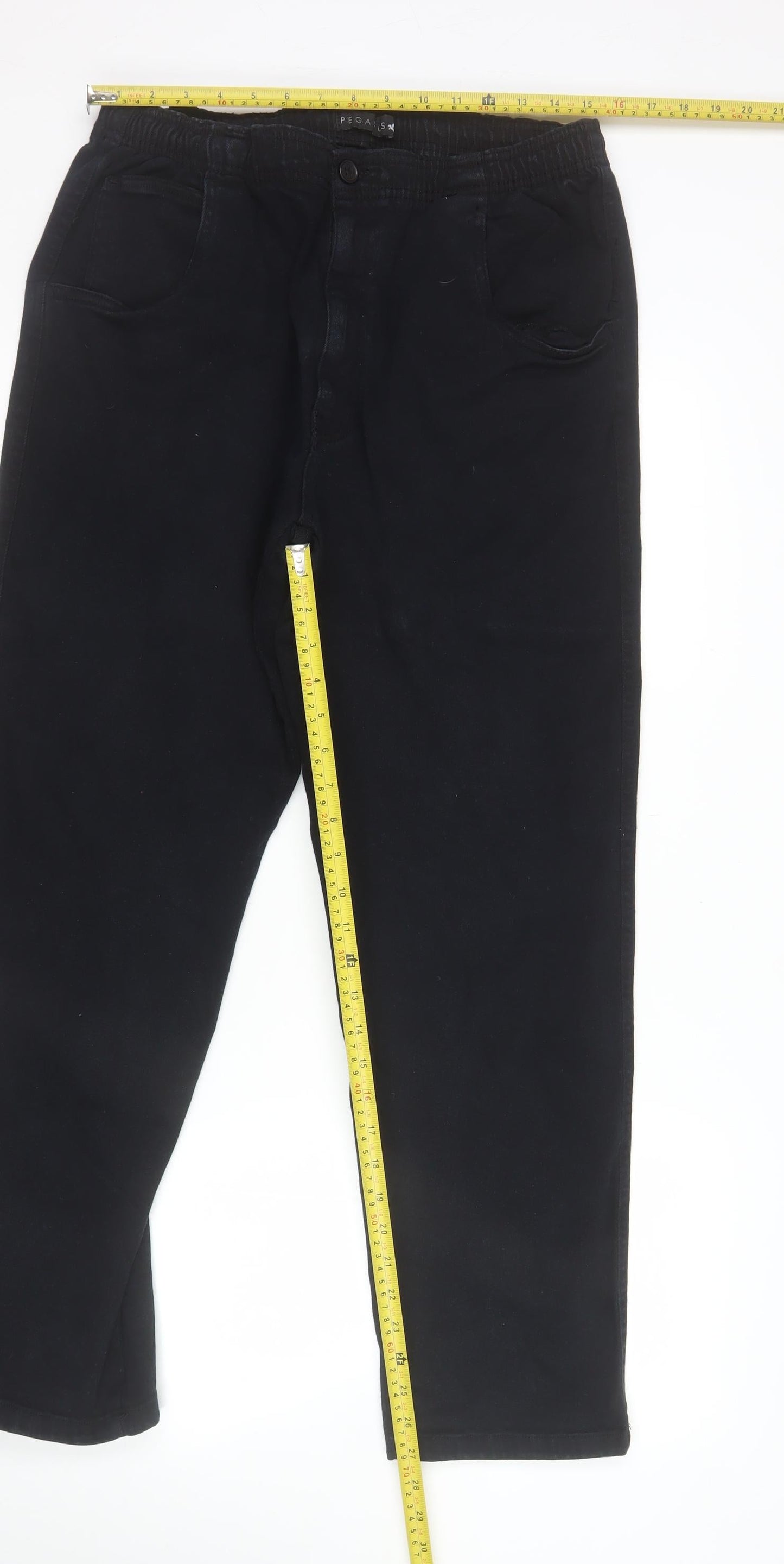 Pegasus Men’s Black Chino Trousers 34W 29L Cotton Stretch