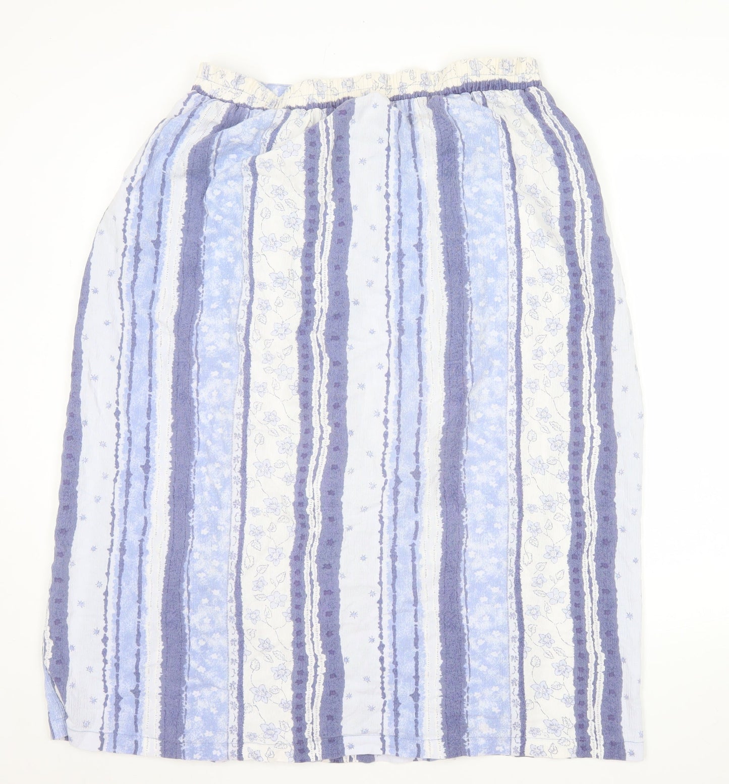 Dolina Australia Women’s Blue Striped A-Line Midi Cotton Skirt Size 12