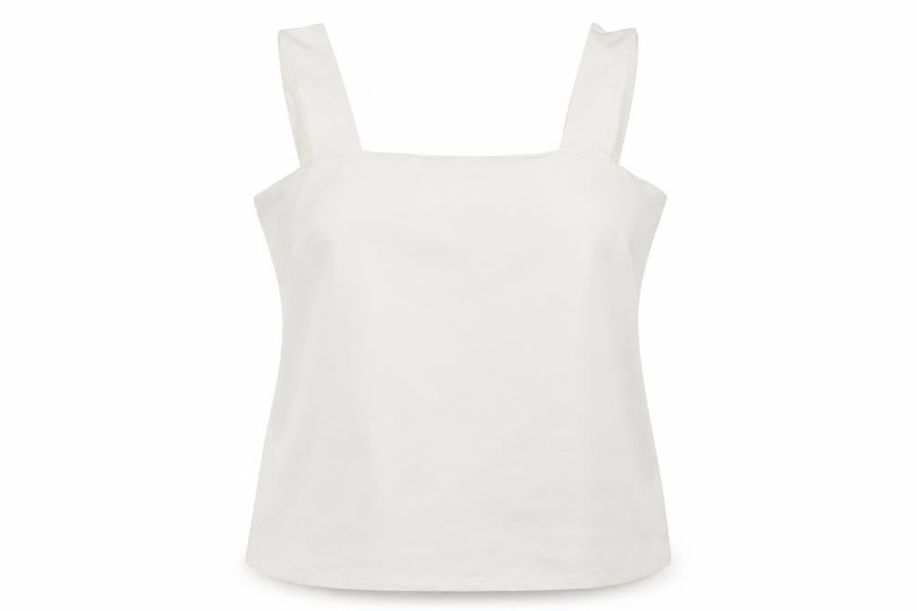 Front view of Dorothy Perkins Women's White Cotton Stretch Camisole Tank Top, size 20