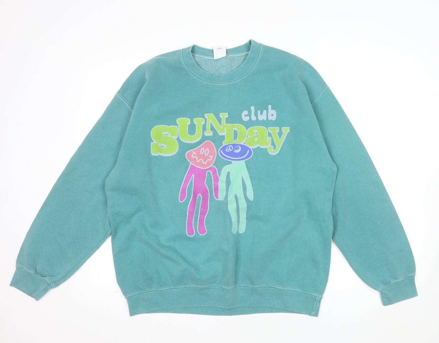 Urban Outfitters Men's Green Sunday Club Graphic Pullover Sweatshirt Size S