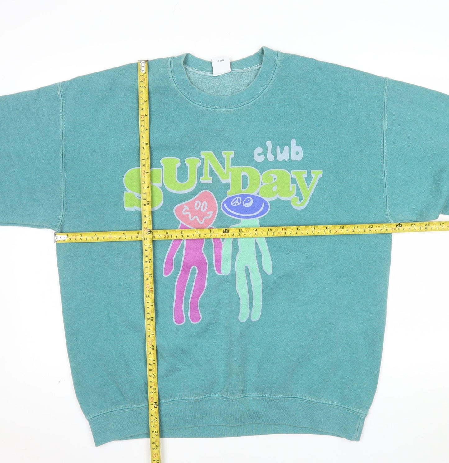 Urban Outfitters Men's Green Sunday Club Graphic Pullover Sweatshirt Size S