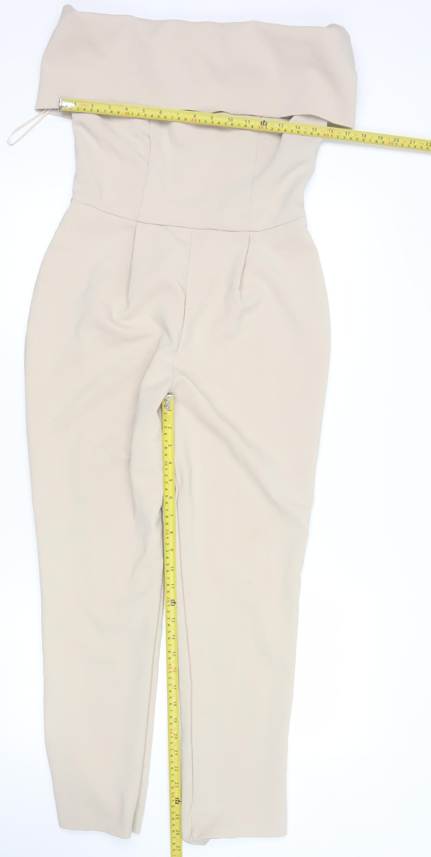 Miss Selfridge Women’s Beige Off Shoulder Slim Fit Jumpsuit Size 12