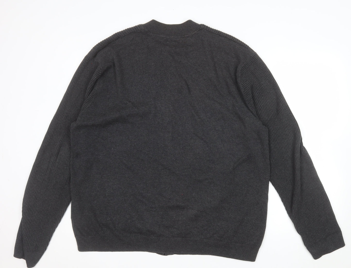 Marks and Spencer Men's Grey 2XL Full Zip Cotton Jumper