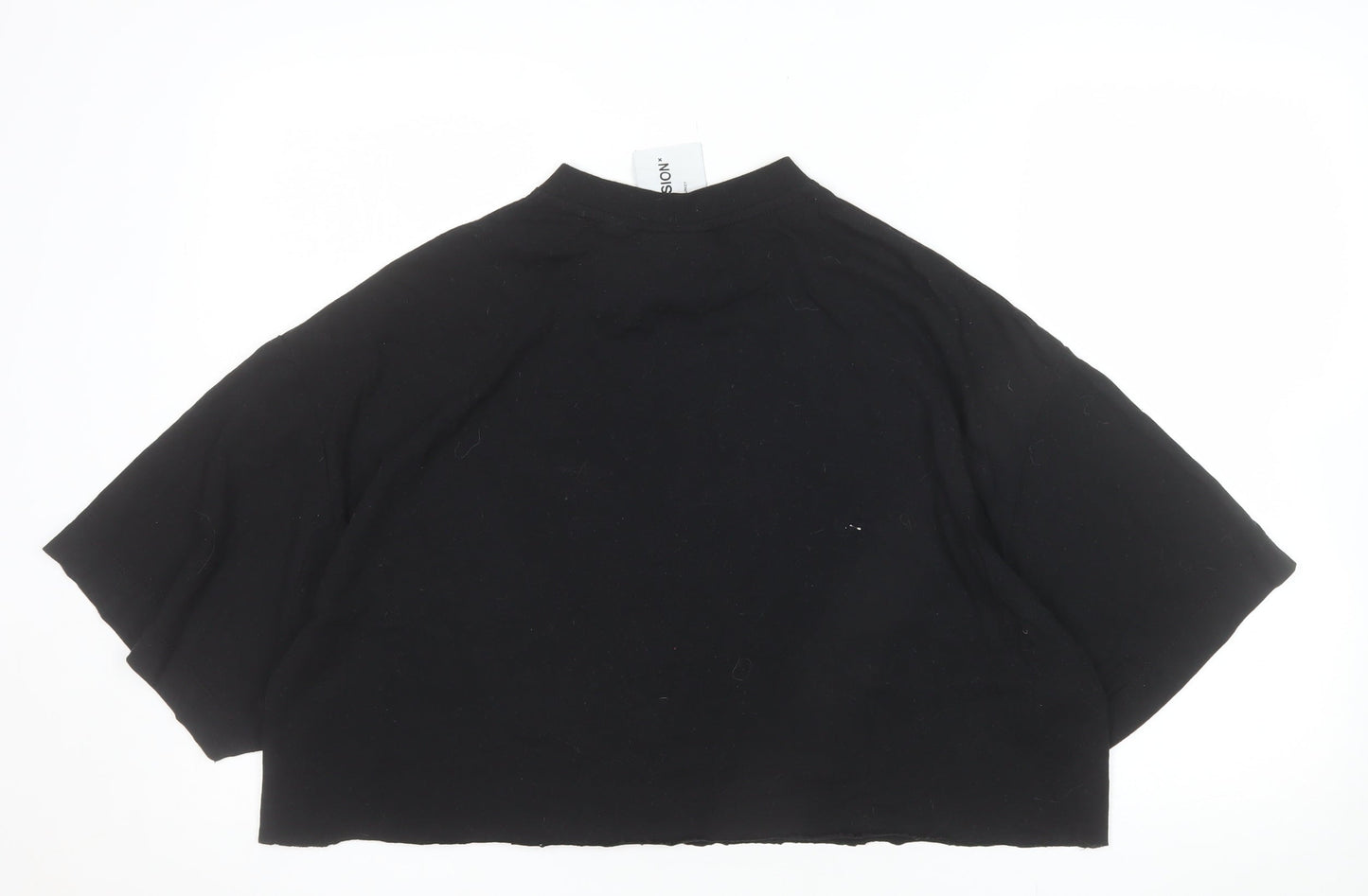 Collusion Womens Black Dolphin Cropped T-Shirt M Relaxed Fit