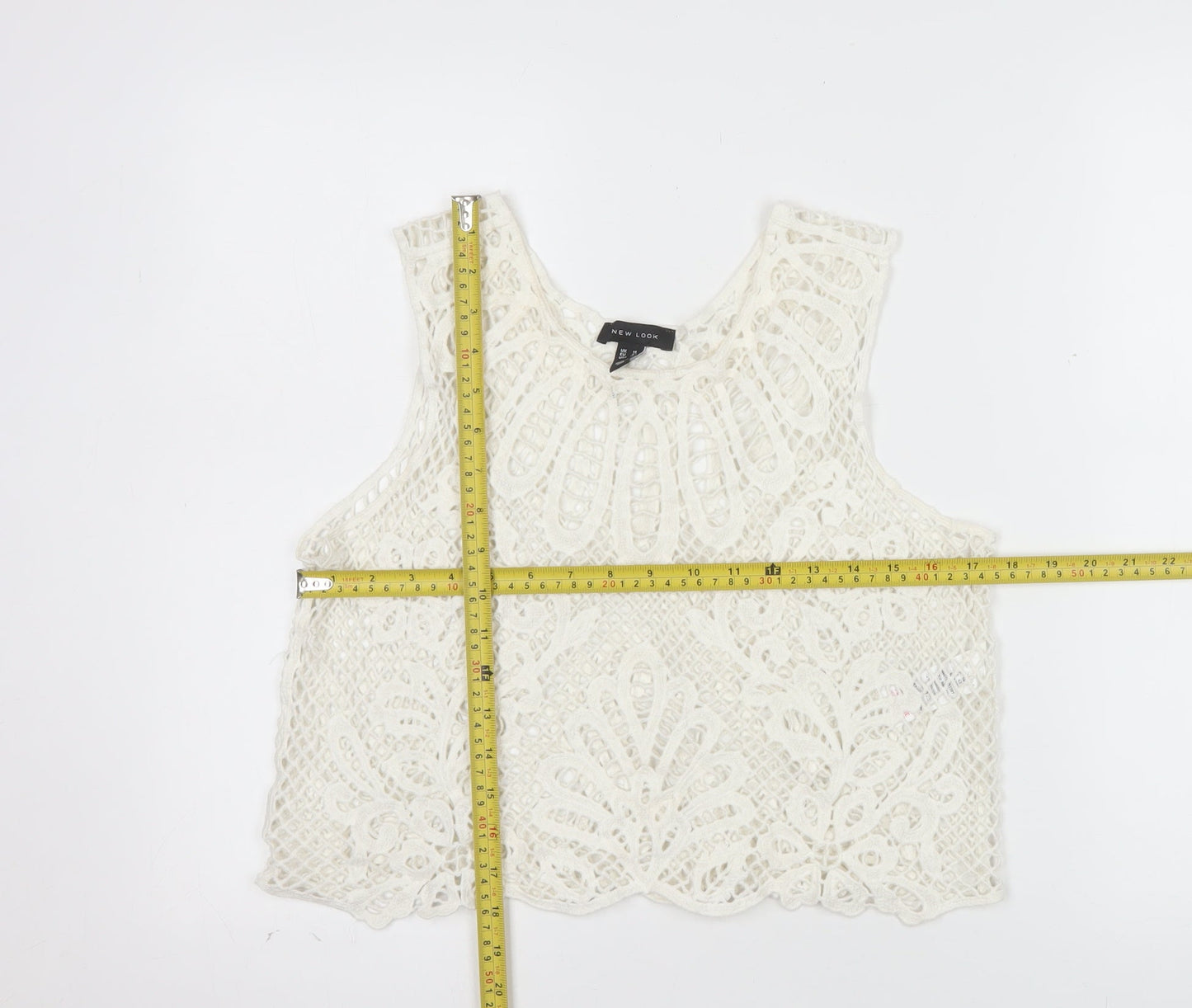 New Look Women Ivory Crochet Camisole Tank Top Size 14