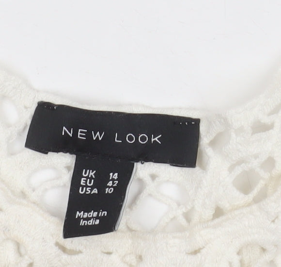 New Look Women Ivory Crochet Camisole Tank Top Size 14
